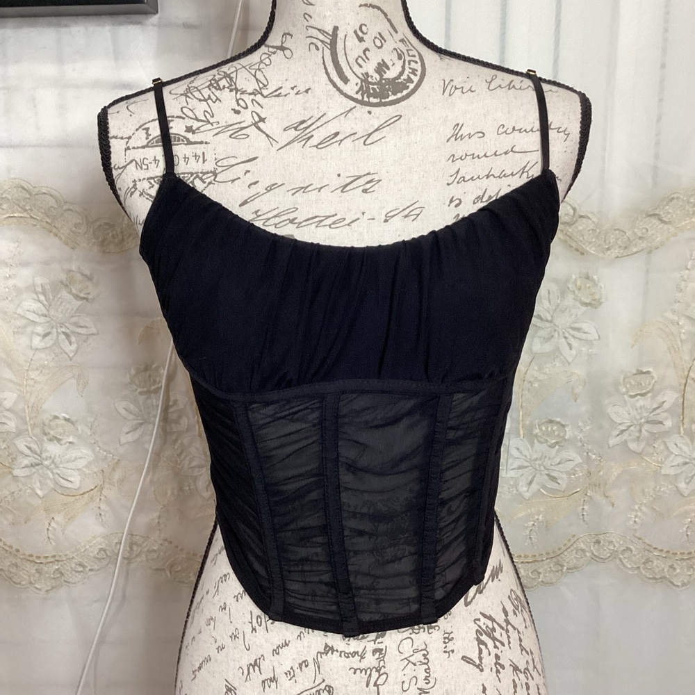 Tic Toc Black Corset Tank Top NEW!